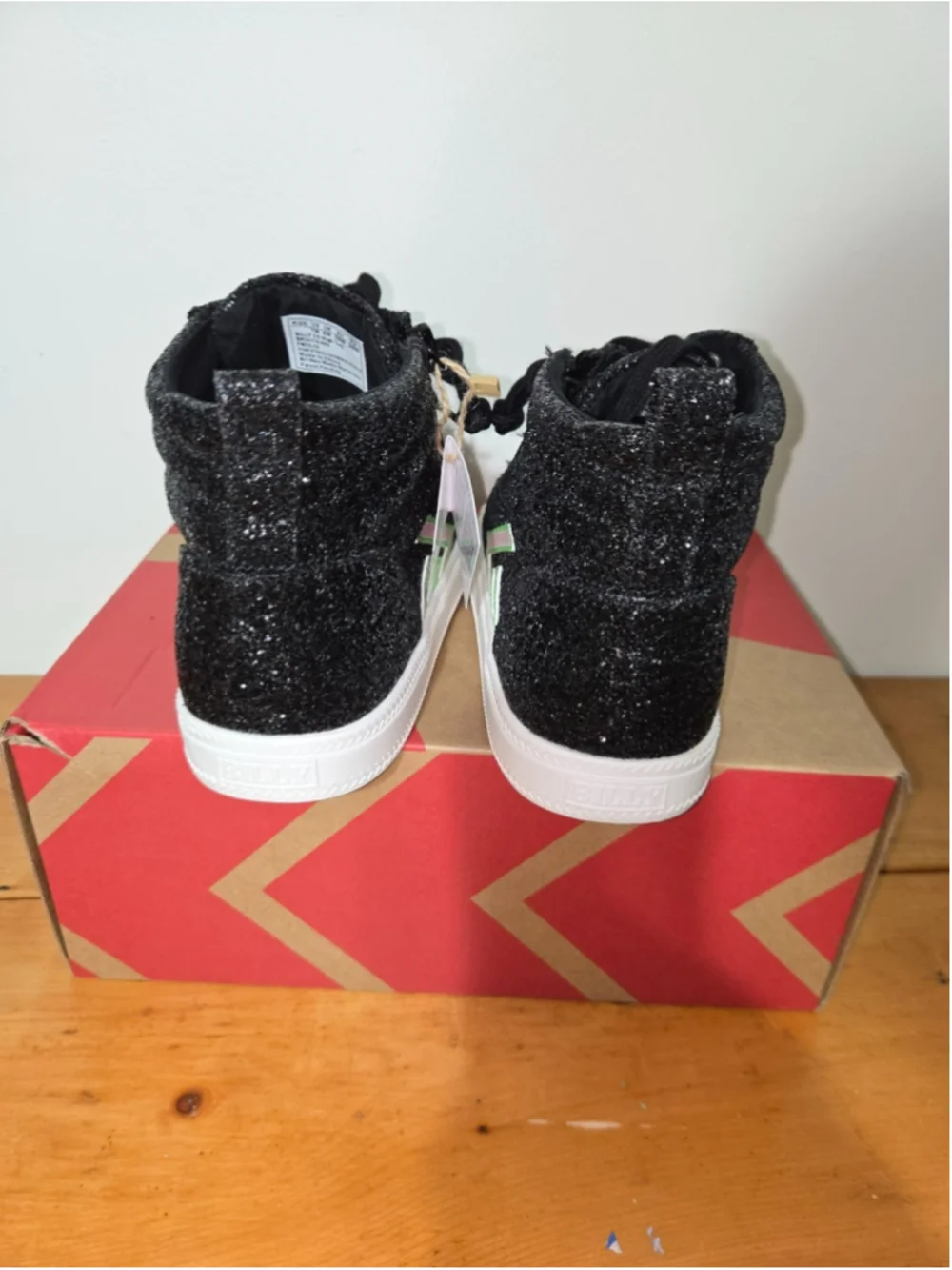 BILLY Footwear Wicked Black Glitz CS High Top Kids Shoes Size 7 M NEW